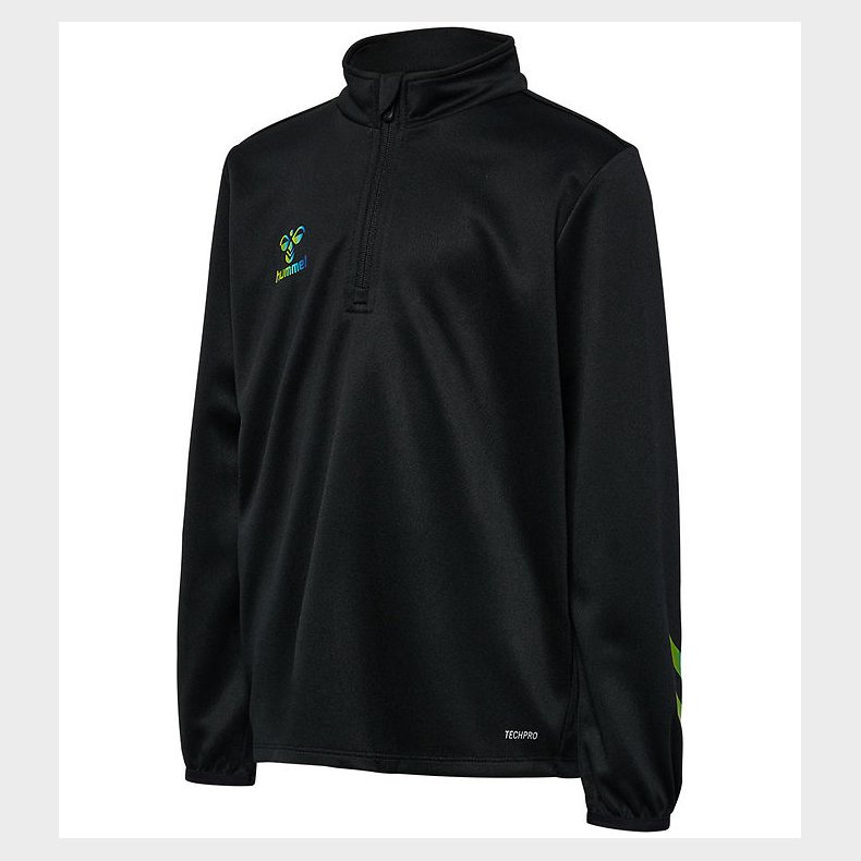 Hummel Sweatshirt - hmlShimmer Half Zip - Black/Limeade