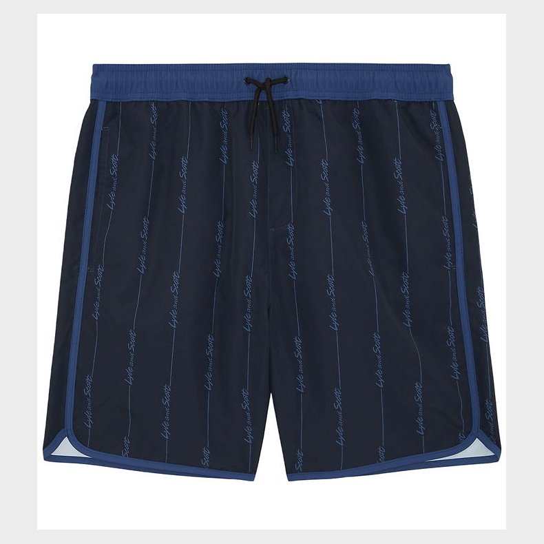 Lyle & Scott Badeshorts - Dark Navy m. Striber
