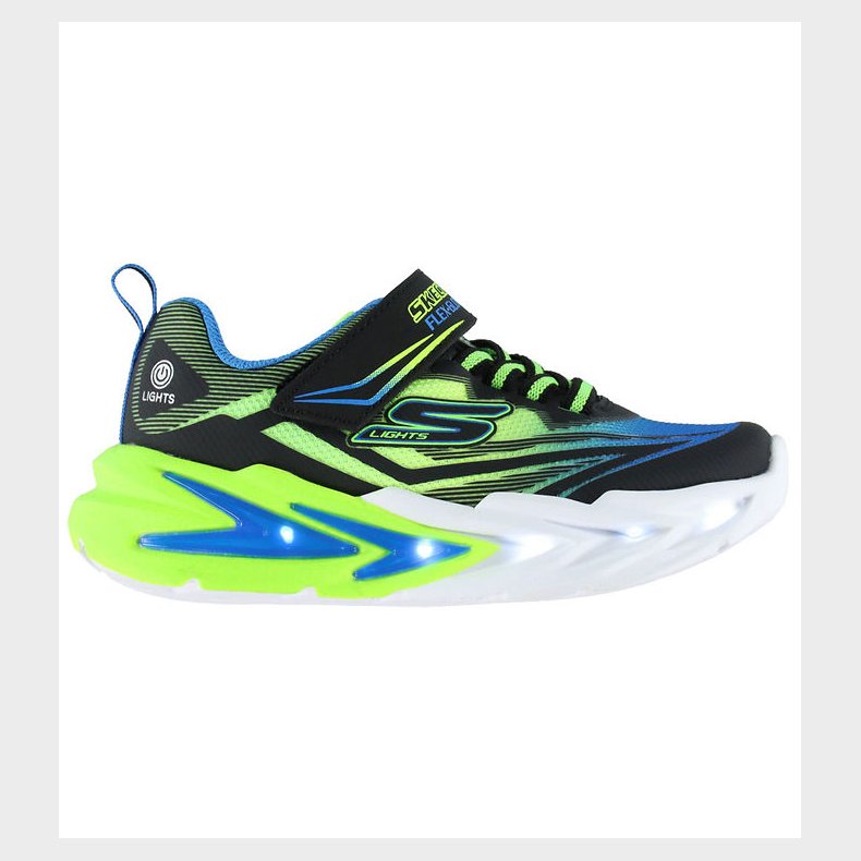 Skechers Sko m. Lys - Flex-Glow Ultra - BLK/Blue/Lime