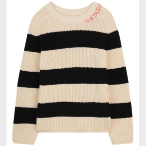 Zadig & Voltaire Bluse - Strik - Off White/Sortstribet