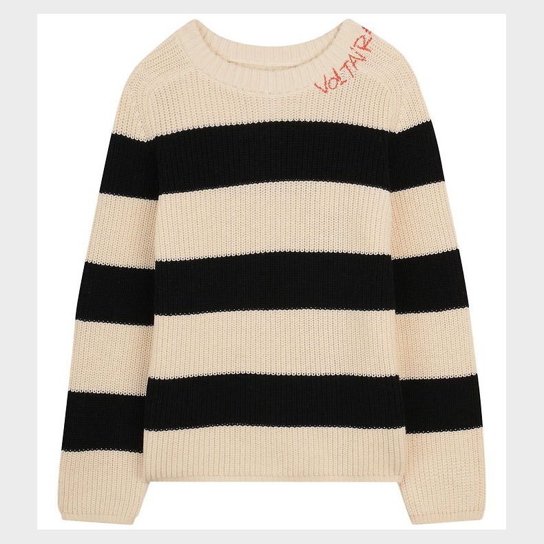 Zadig & Voltaire Bluse - Strik - Off White/Sortstribet