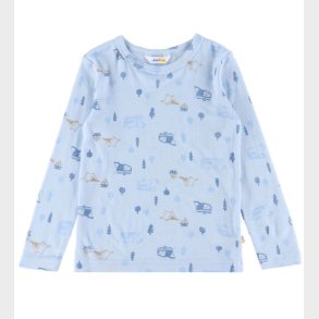 Joha Bluse - Uld - Lysebl� m. Camping