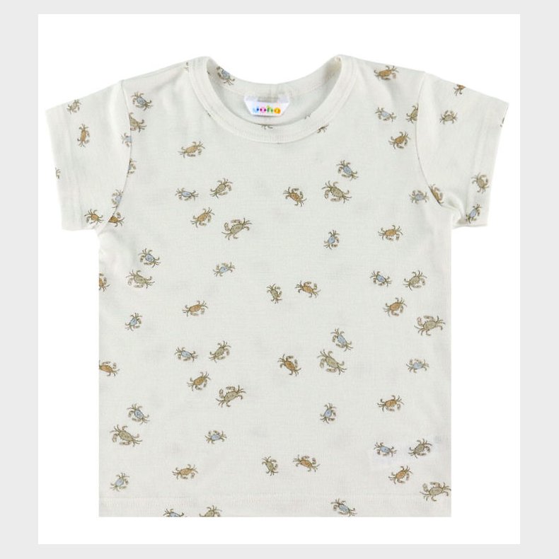 Joha T-shirt - Uld/Silke - Off White m. Krabber
