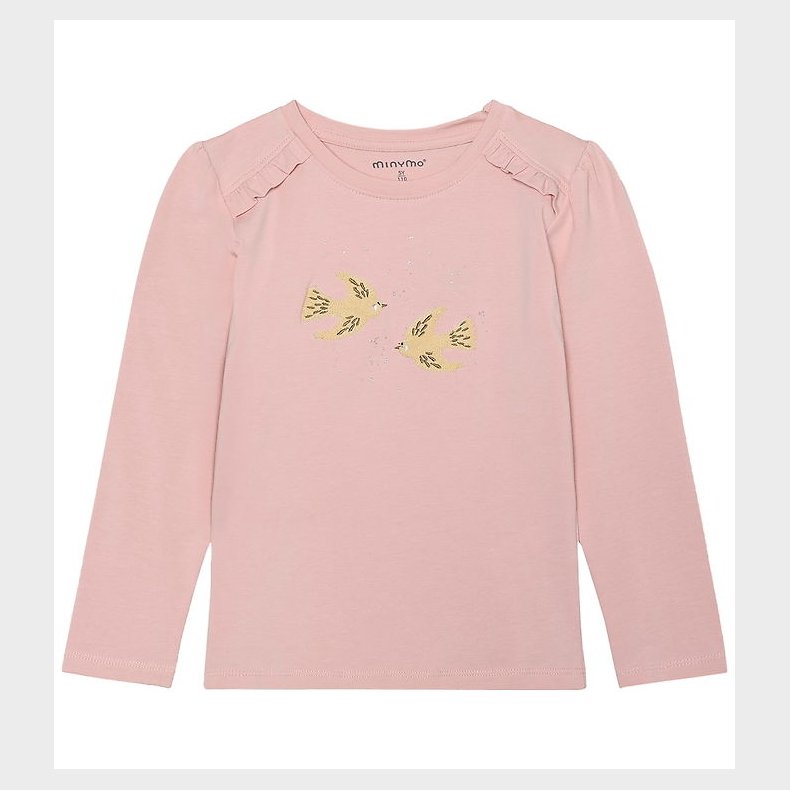 Minymo Bluse - Silver Pink m. Fugle