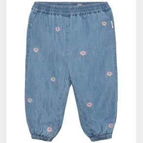 Minymo Bukser - Chambray - Faded Denim m. Blomster