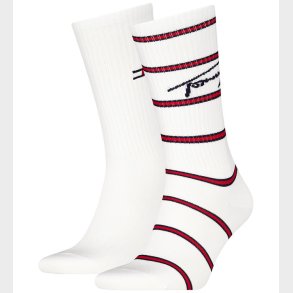Tommy Hilfiger Str�mper - 2-pak - Hvid/R�d