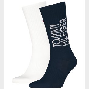 Tommy Hilfiger Str�mper - 2-pak - Navy/Hvid