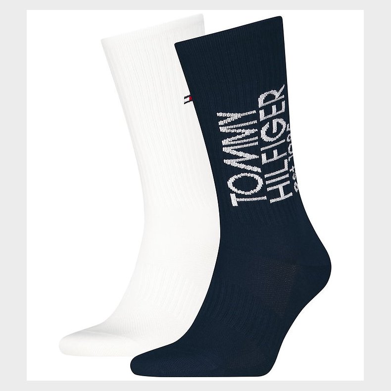 Tommy Hilfiger Str�mper - 2-pak - Navy/Hvid