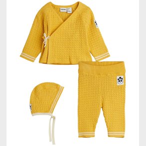 Mini Rodini S�t - Bluse/Bukser/Babyhjelm - Strik - Gul