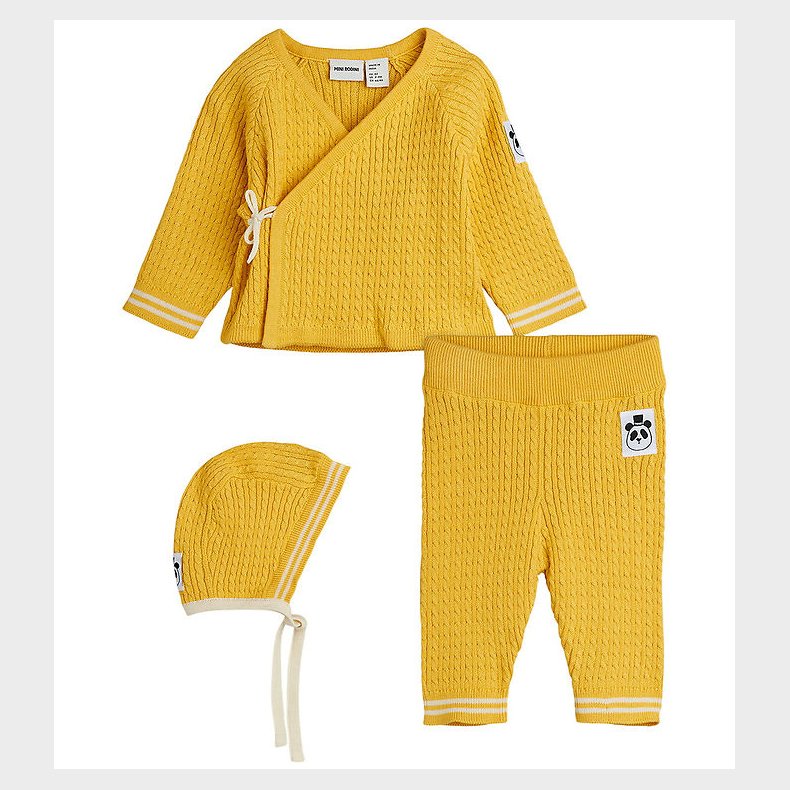 Mini Rodini S�t - Bluse/Bukser/Babyhjelm - Strik - Gul