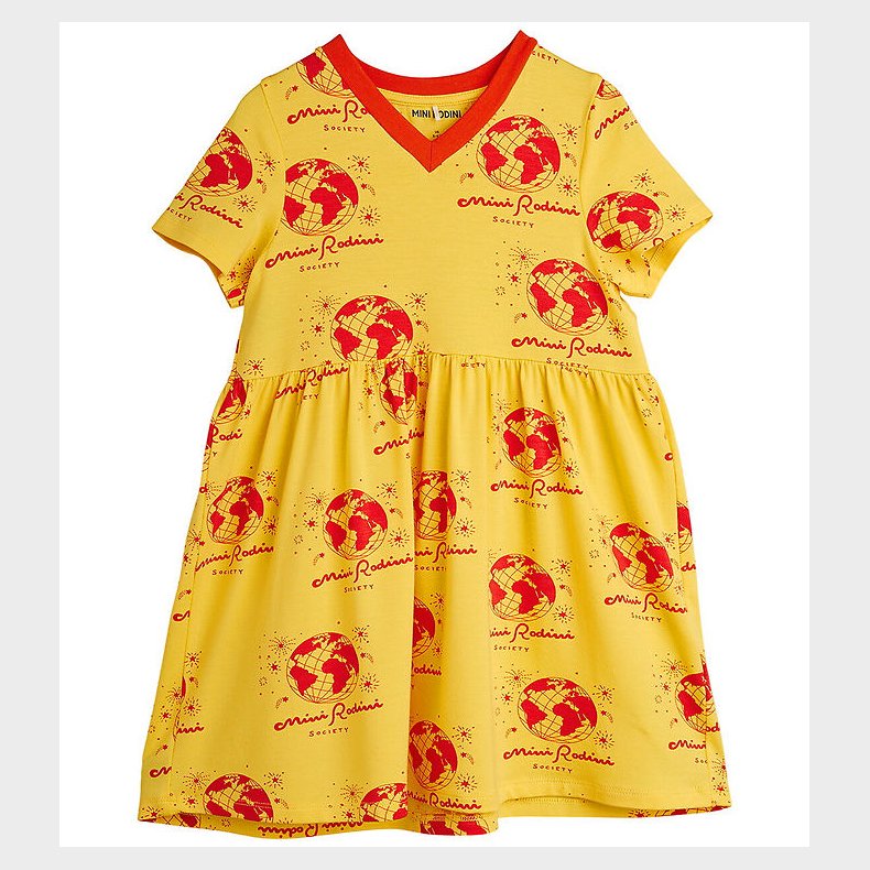 Mini Rodini Kjole - Society Aop - Gul