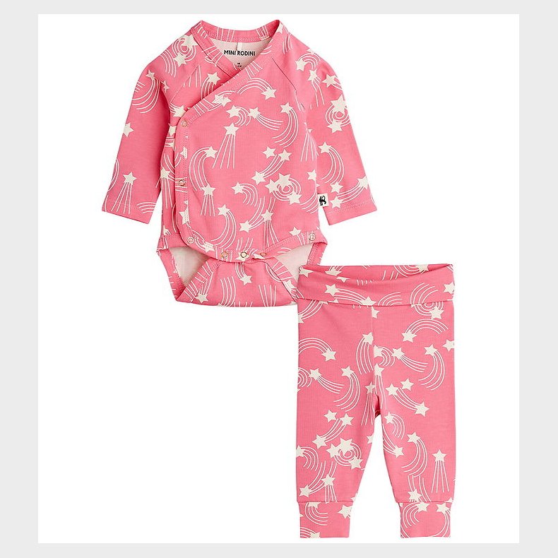 Mini Rodini S�t - Bukser/Sl�-om Body l/� - Starfall Aop - Pink