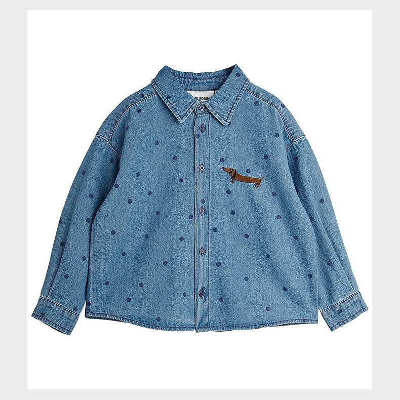 Mini Rodini Skjorte - Denim Dots - Bl�