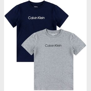 Calvin Klein T-shirts - 2-pak - Gr�meleret/Dark Sapphire