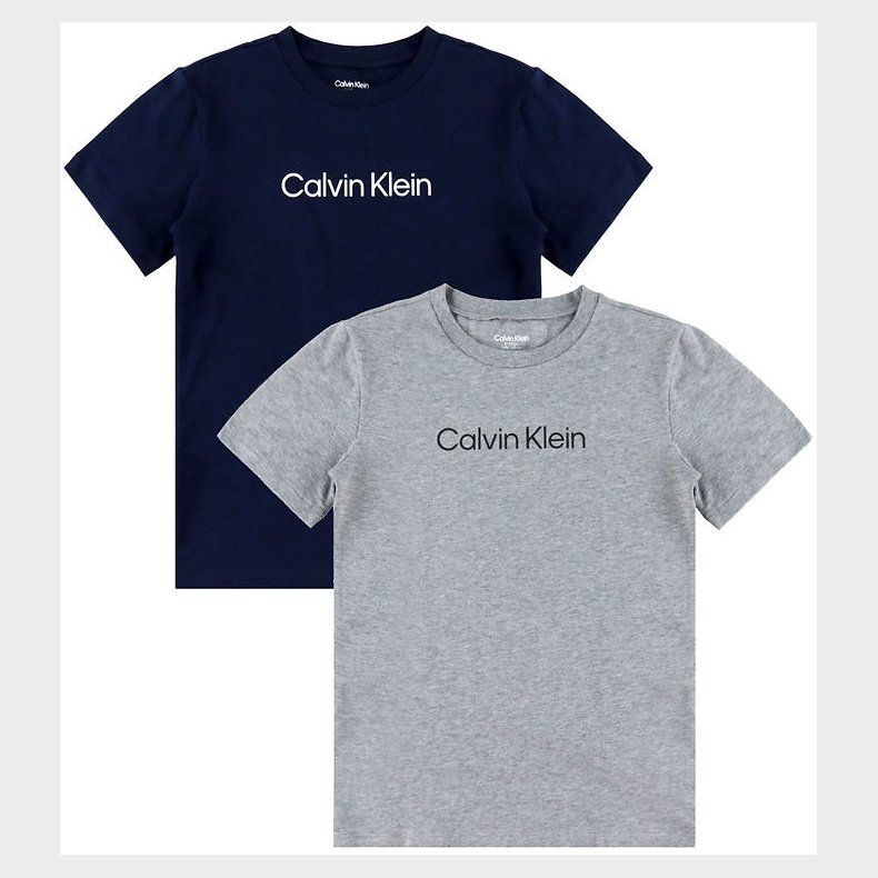 Calvin Klein T-shirts - 2-pak - Gr�meleret/Dark Sapphire