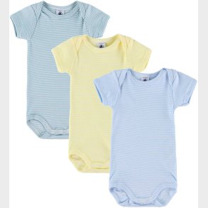 Petit Bateau Body k/� - 3-pak - Bl�/ Gr�n/ Gul