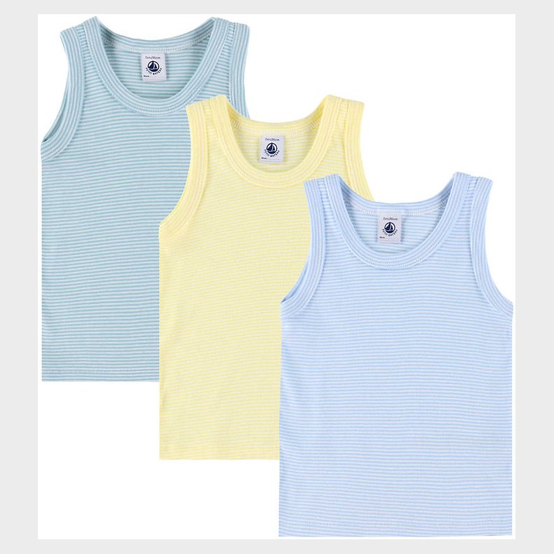Petit Bateau Undertr�jer - 3-pak - Bl�/ Gr�n/ Gul
