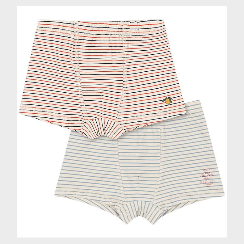 Konges Sl�jd Boxershorts - 2-Pak - Stripe Bluie/Stripe Tricolore