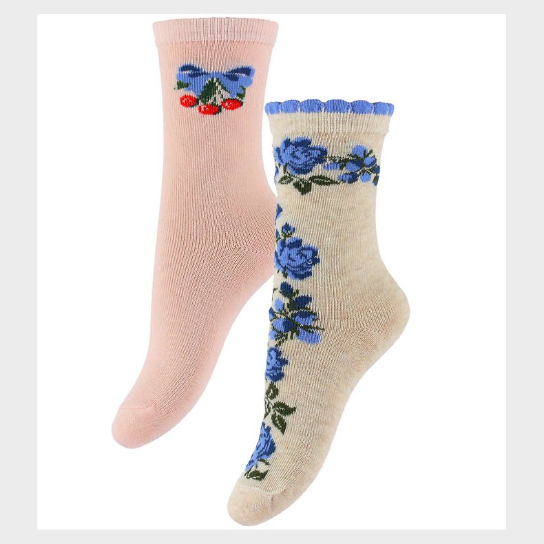 Konges Sl�jd Str�mper - Jacquard - 2-pak - Amarena/Tramonto