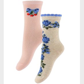 Konges Sl�jd Str�mper - Jacquard - 2-pak - Amarena/Tramonto