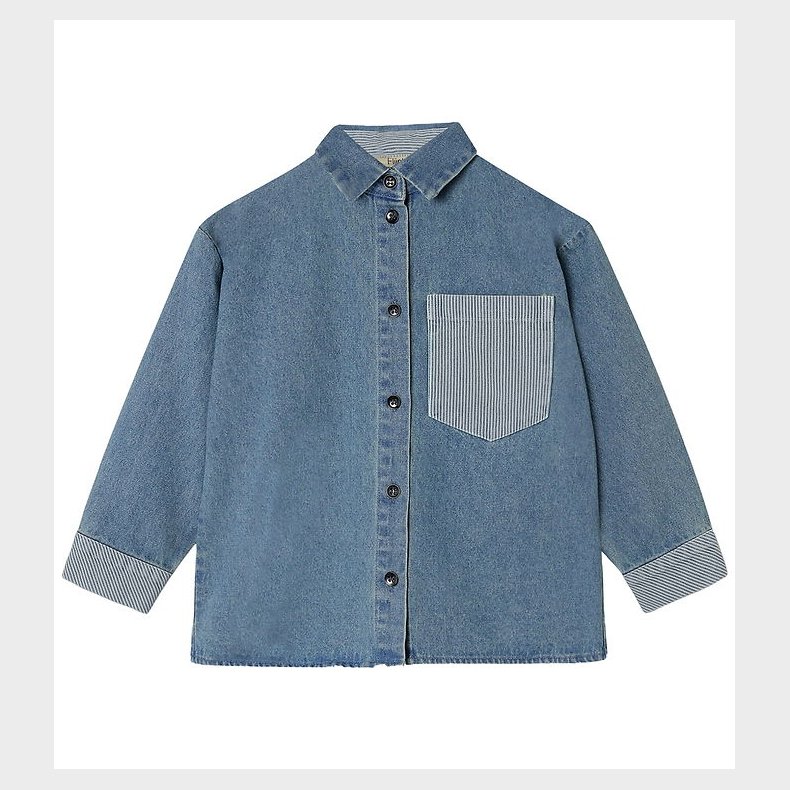 Fliink Skjorte - Don Contrast - Medium Denim Blue