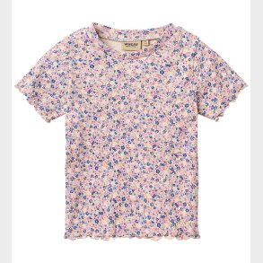 Wheat T-shirt - Rib - Alicia - Pink Blue Flowers
