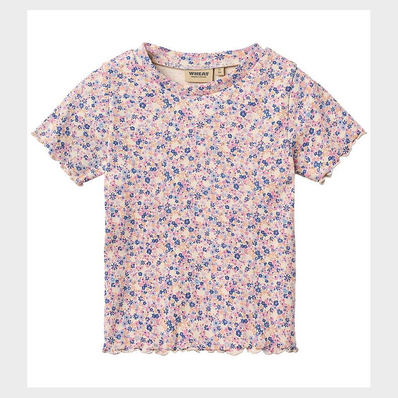 Wheat T-shirt - Rib - Alicia - Pink Blue Flowers