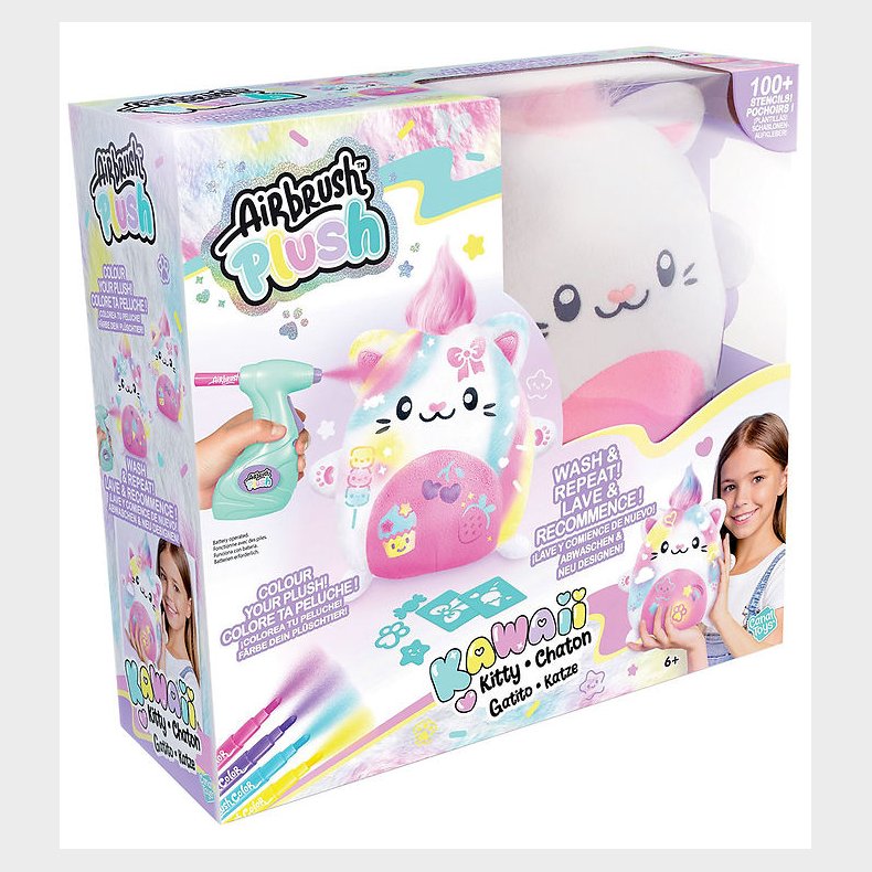 Airbrush Plush Bamse - Kawaii Kitty