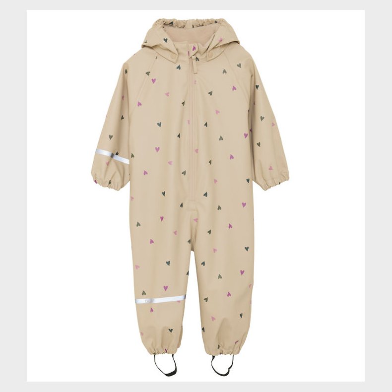 CeLaVi Regndragt - PU - White Pepper m. Hjerter