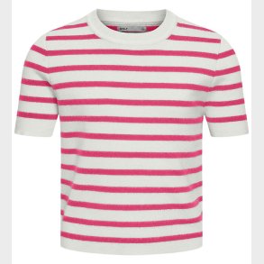 Kids Only T-shirt - Strik - KogFie - Cloud Dancer/Pink Yarrow