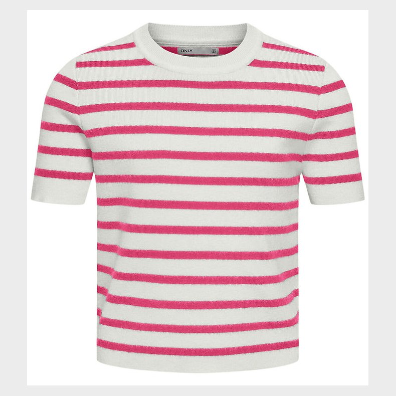 Kids Only T-shirt - Strik - KogFie - Cloud Dancer/Pink Yarrow