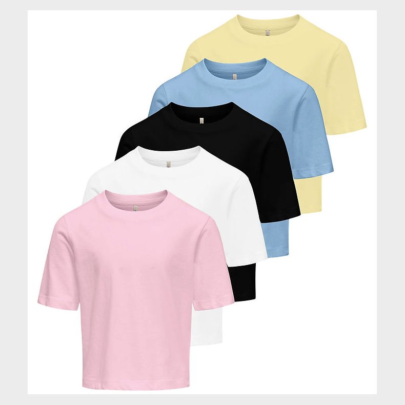 Kids Only T-shirt - KogRex - 5-pak - Pink Lady/White/Black/Open