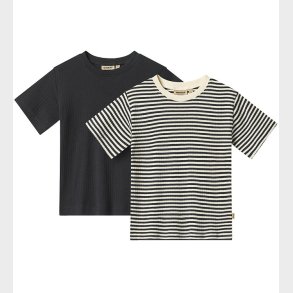 Wheat T-shirt - Rib - 2-pak - Fabian - Navy Rib Stripe