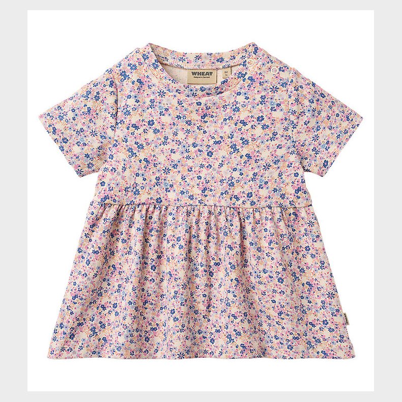 Wheat Kjole - Rib - Anna - Pink Blue Flower