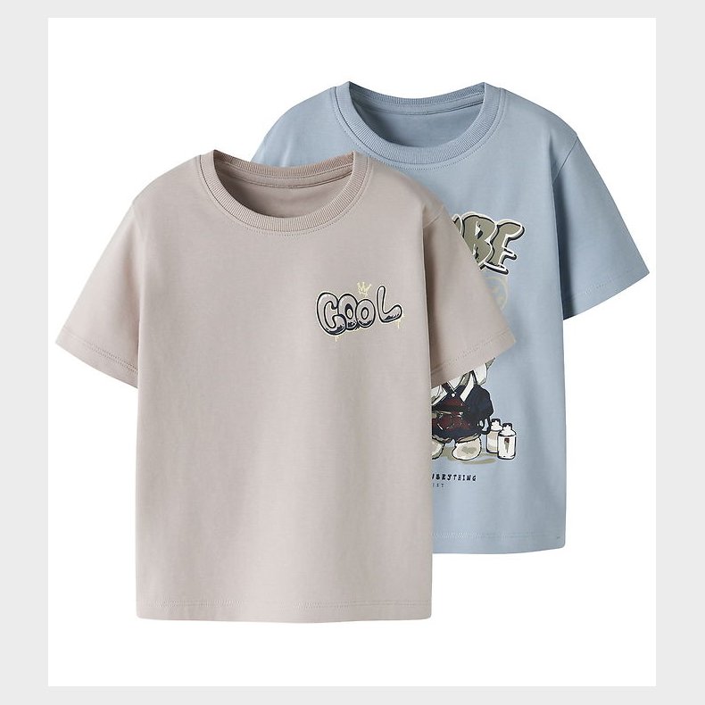 Name It T-shirt - NmmDigro - 2-pak - Blue Fog/Chateau Gray