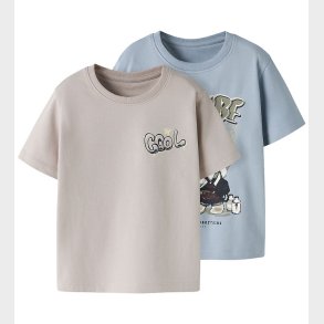 Name It T-shirt - NmmDigro - 2-pak - Blue Fog/Chateau Gray