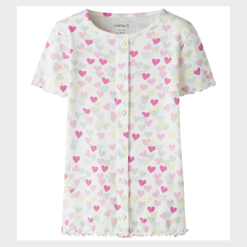 Name It T-shirt - NmfVemia - Cloud Dancer/Random Hearts