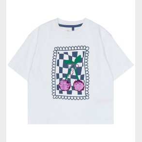 The New T-shirt - TnSimone - Bright White m. Print/Pailletter