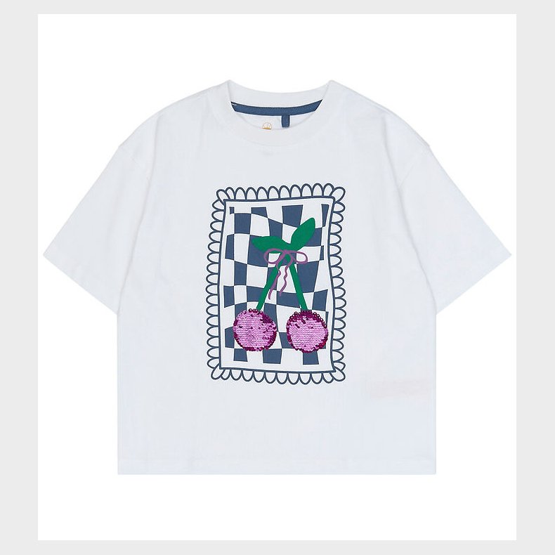 The New T-shirt - TnSimone - Bright White m. Print/Pailletter