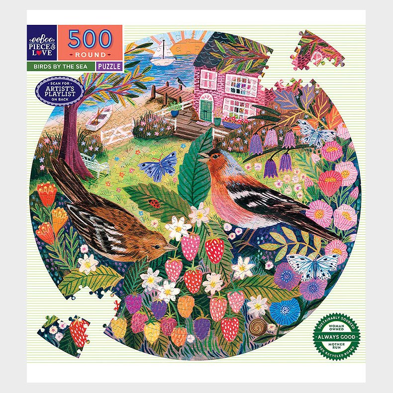 Eeboo Puslespil - 500 Brikker - Birds By The Sea