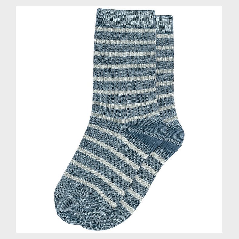 MP Str�mper - Viskose/Bambus - Rib - Kallie - Provincial Blue m.
