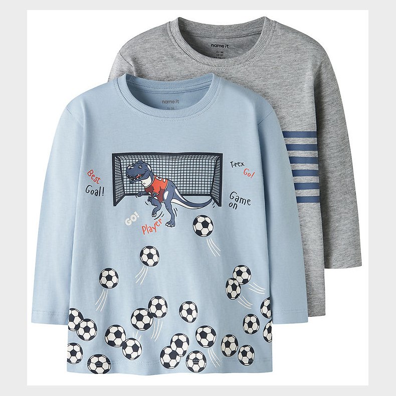 Name it Bluse - 2-Pak - NmmVilasse - Blue Fog/Grey Melange