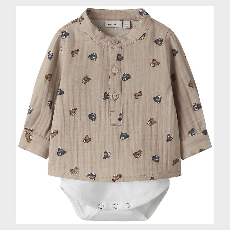 Name It Skjortebody l/� - NbmDutty - Chateau Gray