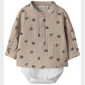 Name It Skjortebody l/� - NbmDutty - Chateau Gray