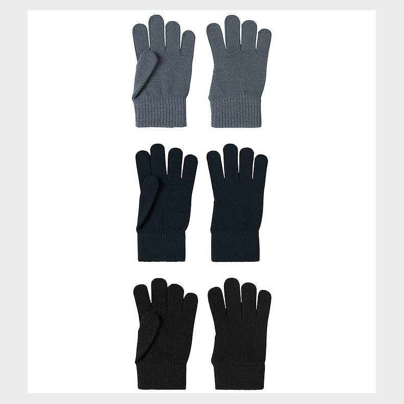 Name It Handsker - Noos - NknMagic - 3-pak - Flint Stone/DARK SA