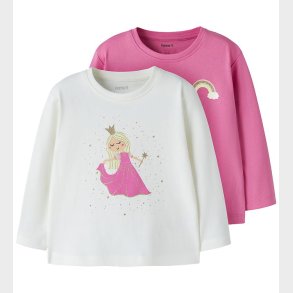 Name It Bluse - 2-pak - NmfVeen - Cloud Dancer/Strawberry Moon