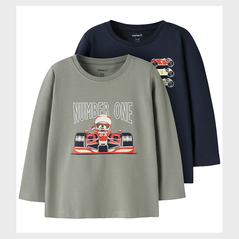 Name It Bluse - 2-pak - NmmVux - Shadow/Navy Blazer