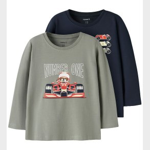 Name It Bluse - 2-pak - NmmVux - Shadow/Navy Blazer