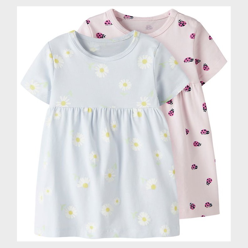 Name It Kjole - 2-pak - NbfVandora - Ancient Water/Candle Pink