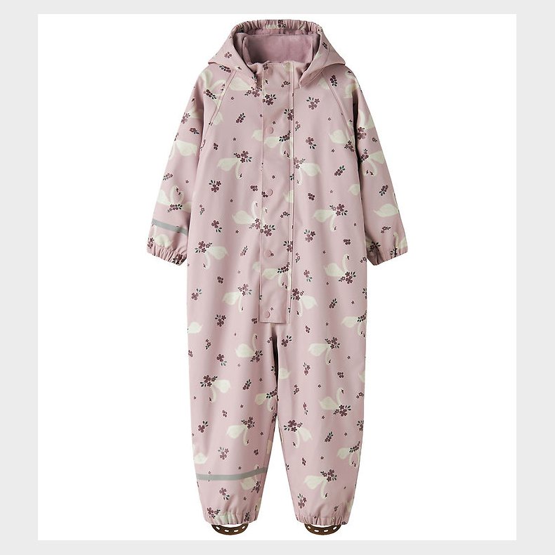 Name It Regndragt m. Fleece - NmfDry10 - Keepsake Lilac/Swans